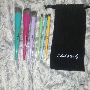 Kids Colorful Makeup Brush Set — Teal, Pink, Lavender, Green, Aqua, Yellow